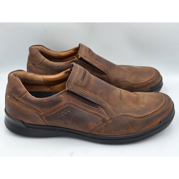 ECCO Irving Men\'s Brown Slip On Leather Loafers Driving Shoes Size EU 45 11.5-12